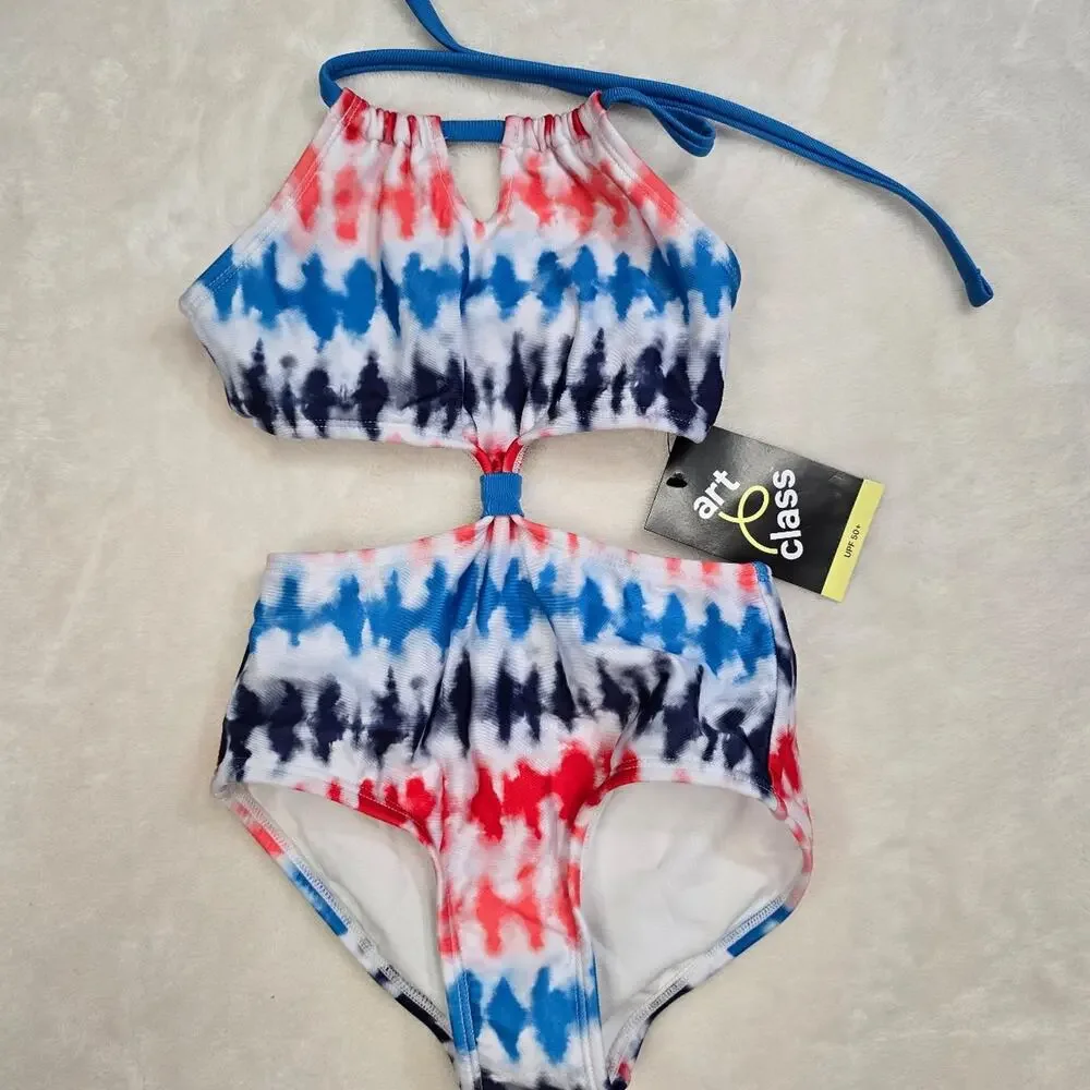 Art Class Girls Tie Dye One Piece Swimsuit size XS 4/5 NWT